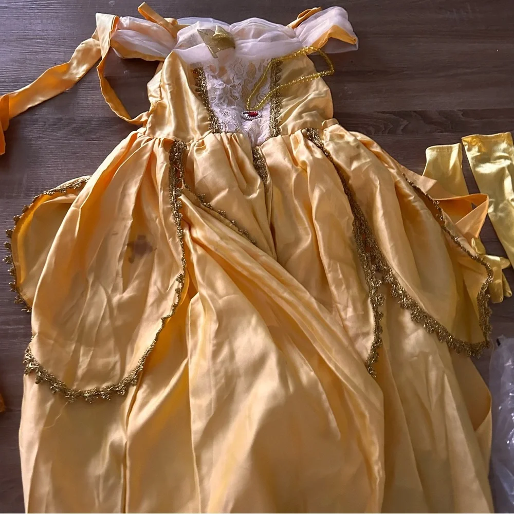 Disney Gold Princess belle beauty and the beast Halloween Costume Kids 8-10 L